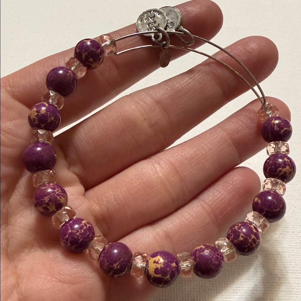 Alex and Ani Maroon and Pink Beaded adjustable Bracelet - Picture 6 of 8